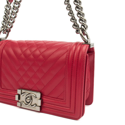 Chanel Shoulder Bag Boy - Small in Pink, Calfskin Leather — Alternate View 23