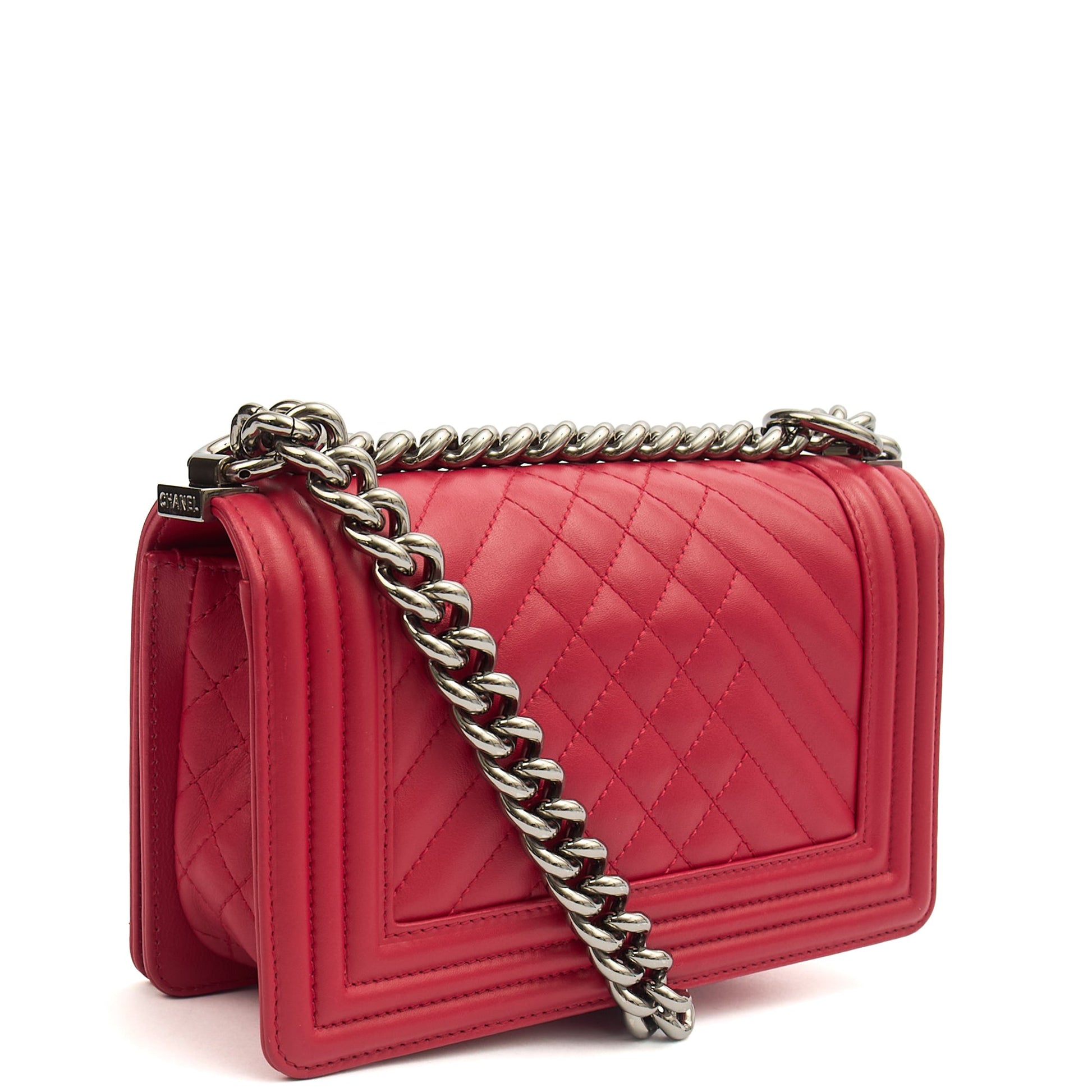 Chanel Shoulder Bag Boy - Small in Pink, Calfskin Leather — Alternate View 20