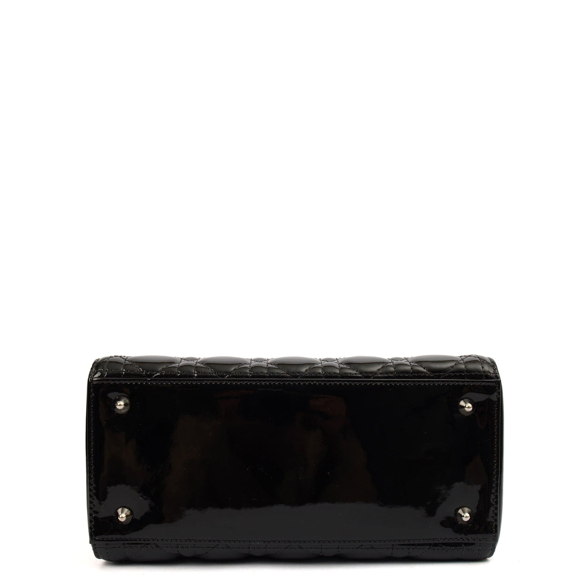 Christian Dior Top Handle Lady Dior - Medium in Black, Patent Leather — Lifestyle View