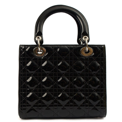 Christian Dior Top Handle Lady Dior - Medium in Black, Patent Leather — Alternate View 12