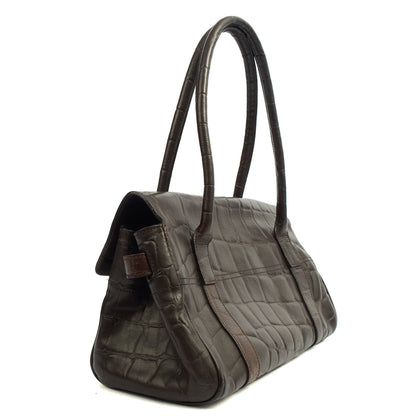 Mulberry Shoulder Bag Bayswater East West in Brown, Exotic Effect Leather — Side View