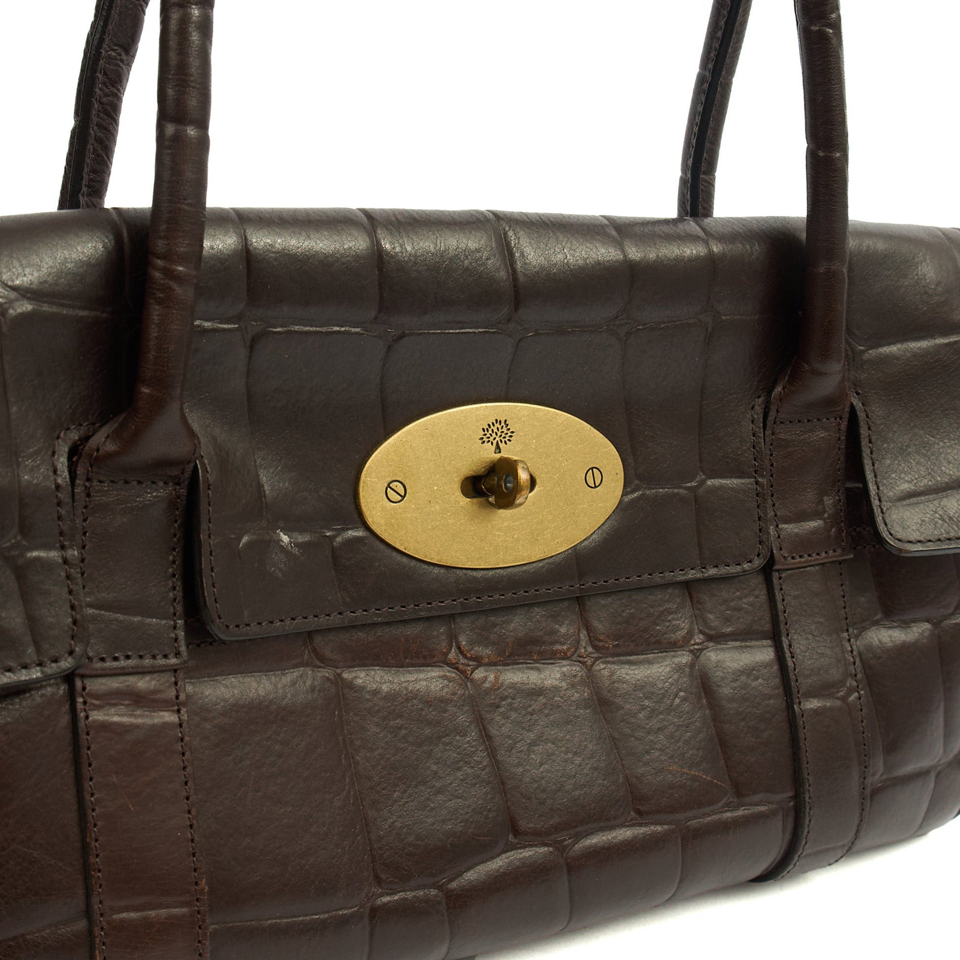 Mulberry Shoulder Bag Bayswater East West in Brown, Exotic Effect Leather — Lifestyle View