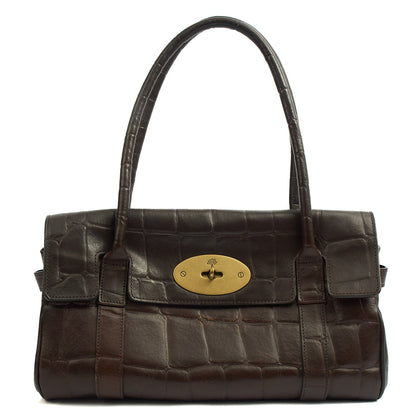 Mulberry Shoulder Bag Bayswater East West in Brown, Exotic Effect Leather — Front View