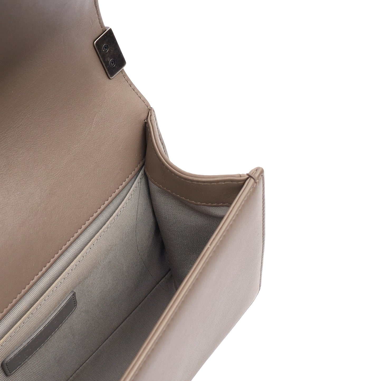 Chanel Shoulder Bag Boy - Medium in Grey, Calfskin Leather — Alternate View 27