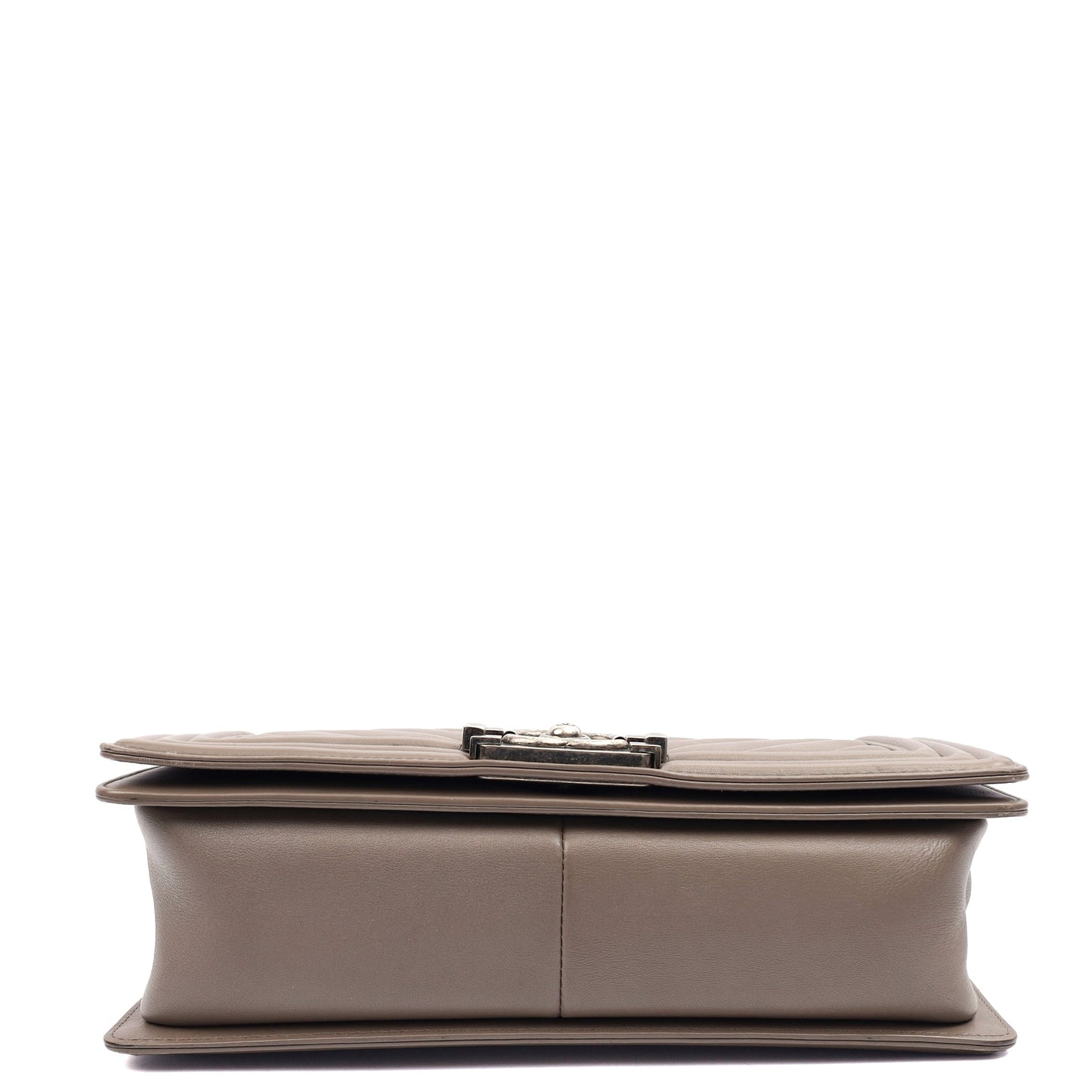 Chanel Shoulder Bag Boy - Medium in Grey, Calfskin Leather — Alternate View 13