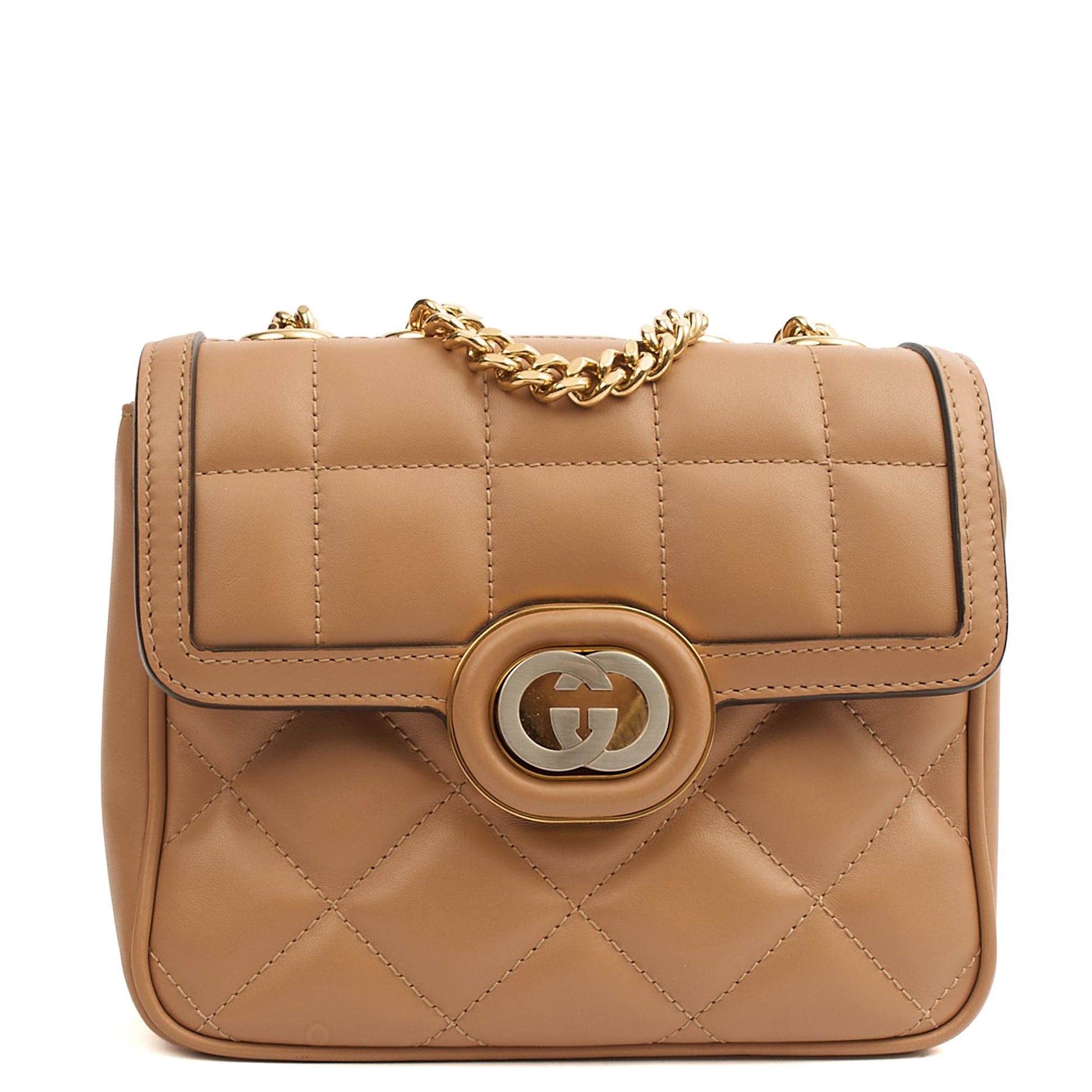 Gucci Cross Body Deco Shoulder - Small in Brown, Leather — Detail View