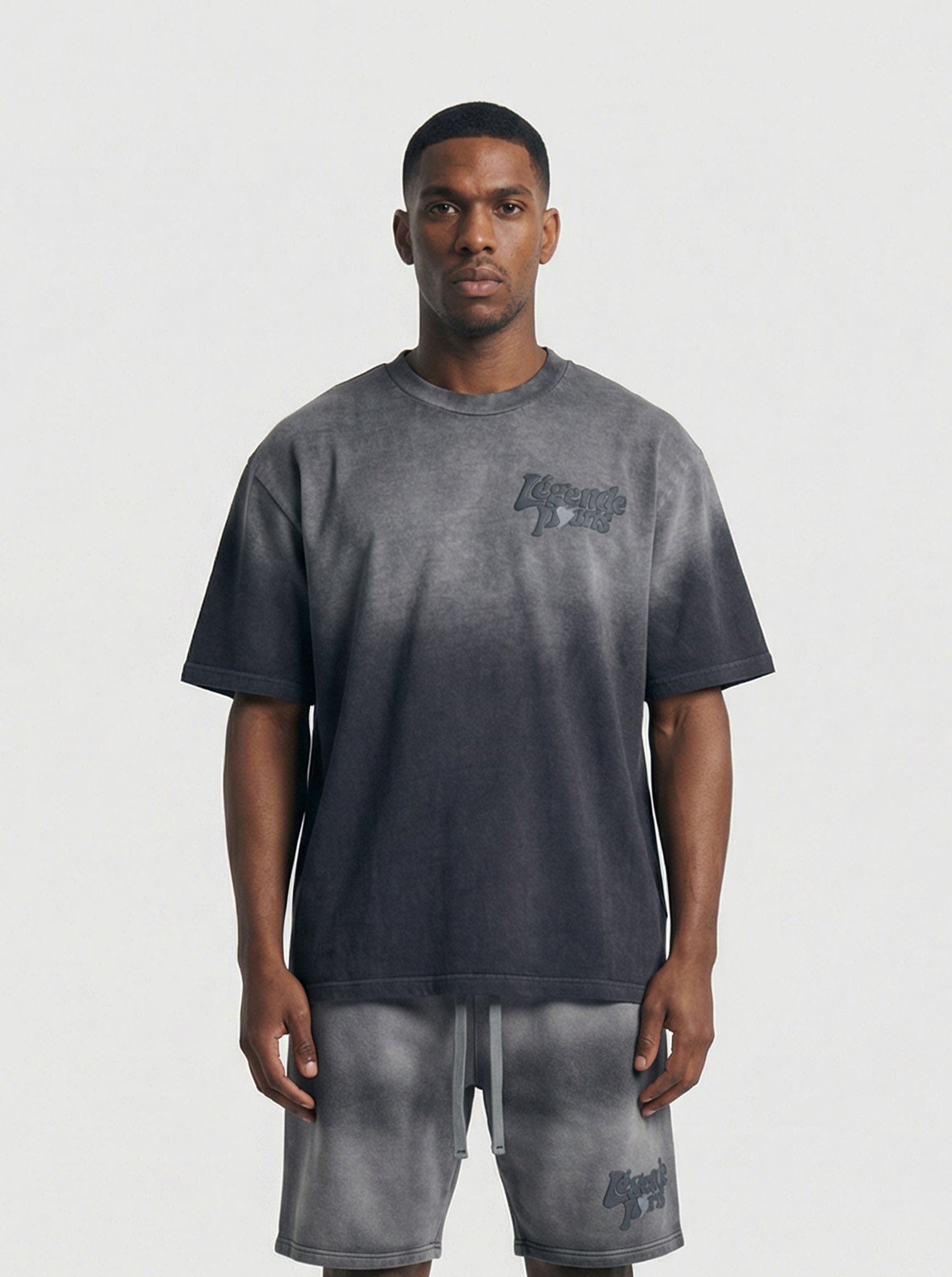 Legende Paris LND GRADIENT T-SHIRT - CHARCOAL WASHED — XS — Front View