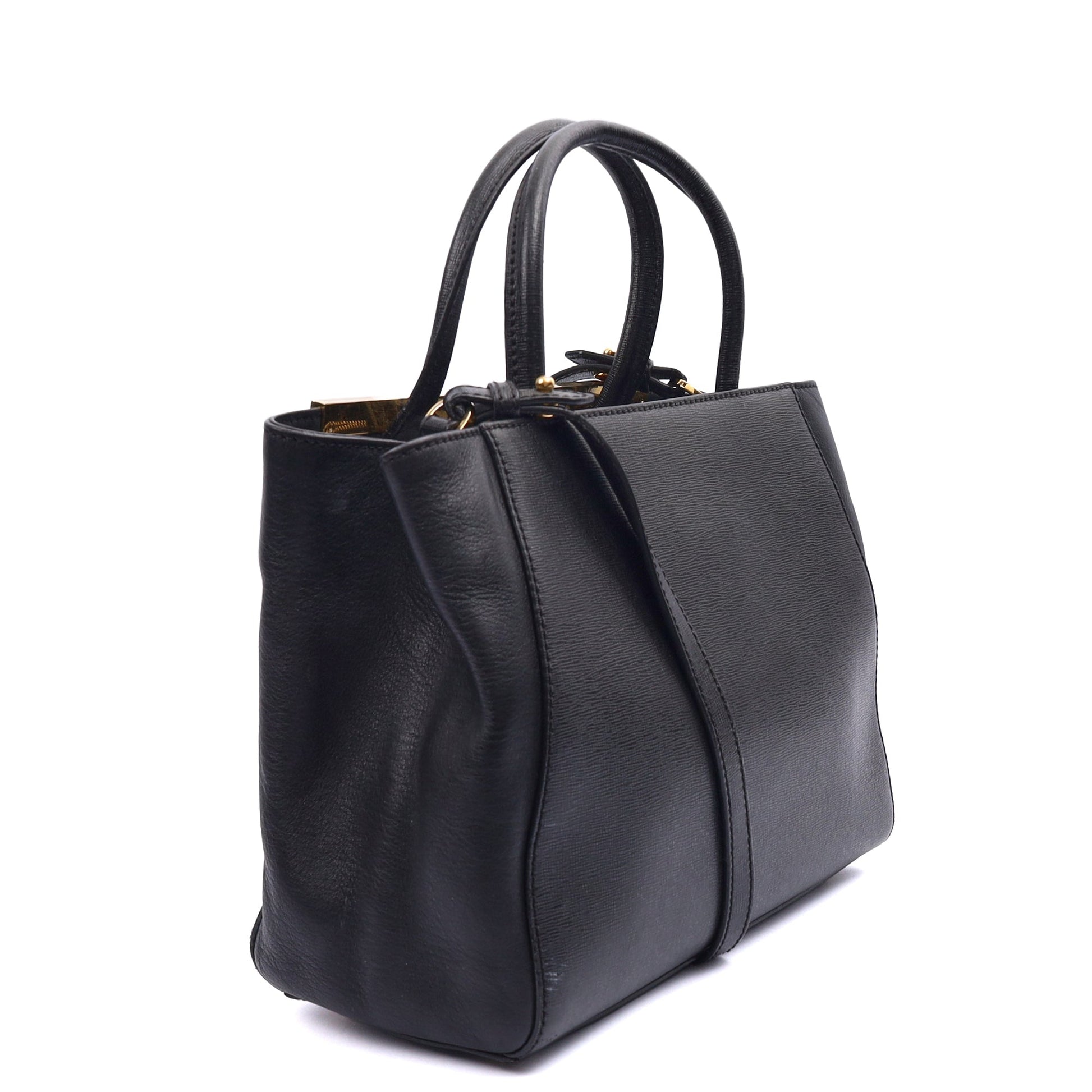 Fendi Tote 2Jour - Medium  in Black, Leather — Side View