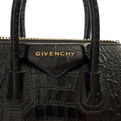 Givenchy Top Handle Antigona - Mini in Black, Exotic Effect Leather — Detail View