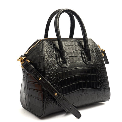 Givenchy Top Handle Antigona - Mini in Black, Exotic Effect Leather — Back View