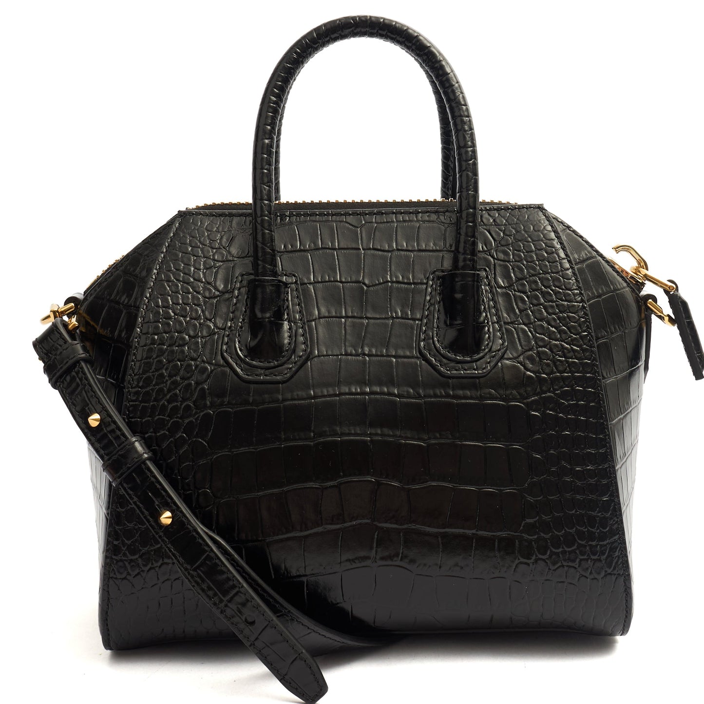 Givenchy Top Handle Antigona - Mini in Black, Exotic Effect Leather — Top View