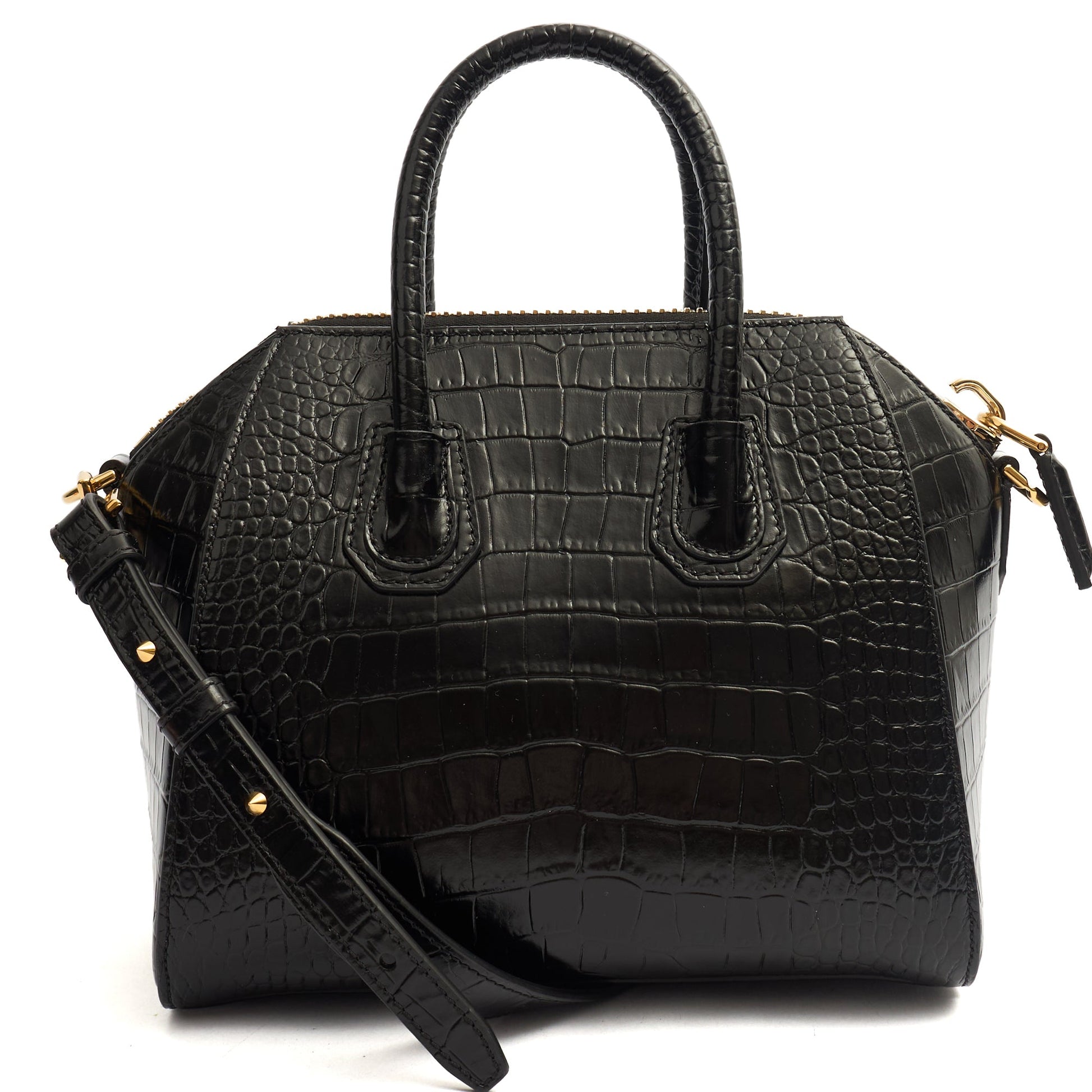 Givenchy Top Handle Antigona - Mini in Black, Exotic Effect Leather — Top View