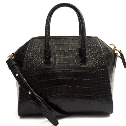 Givenchy Top Handle Antigona - Mini in Black, Exotic Effect Leather — Top View