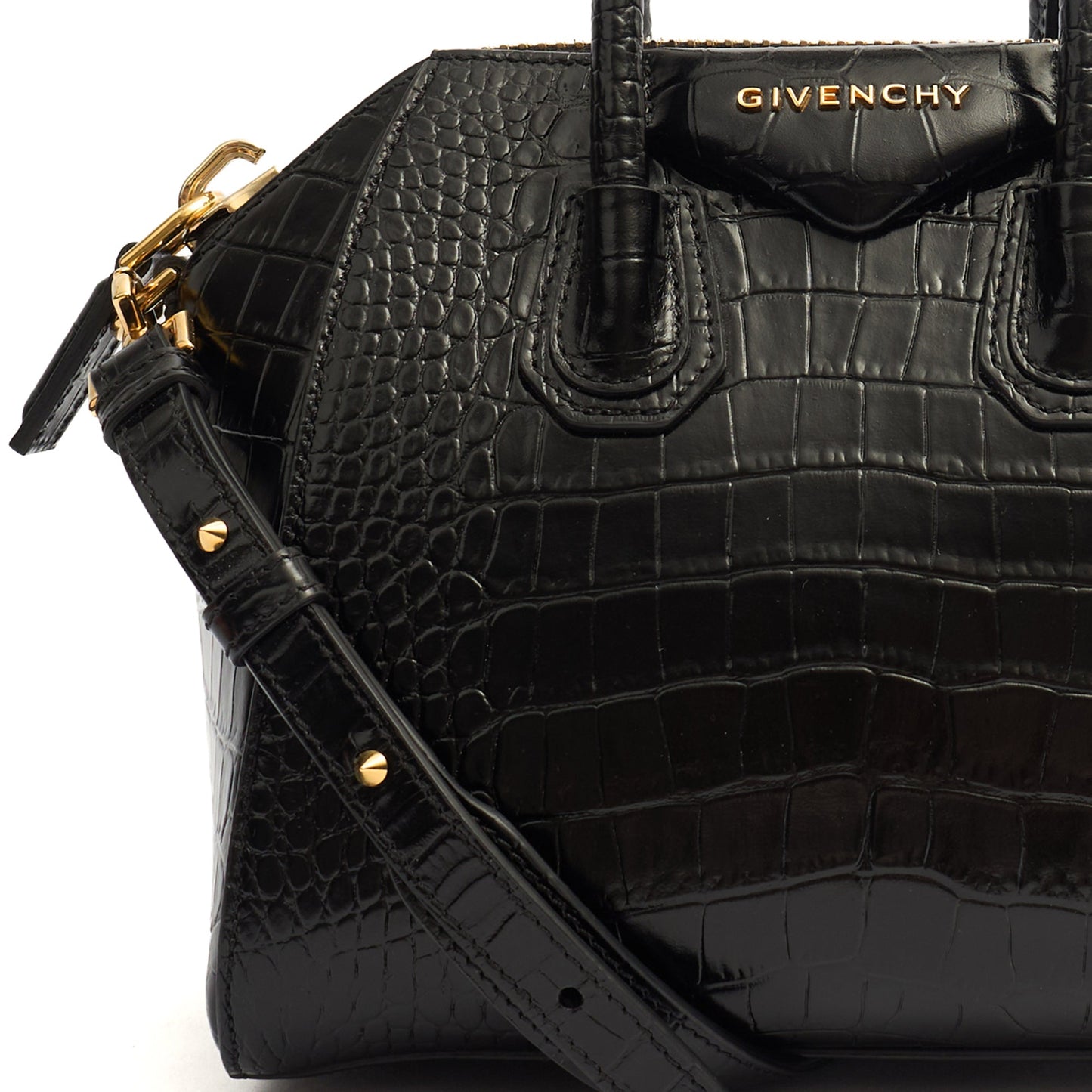 Givenchy Top Handle Antigona - Mini in Black, Exotic Effect Leather — Lifestyle View
