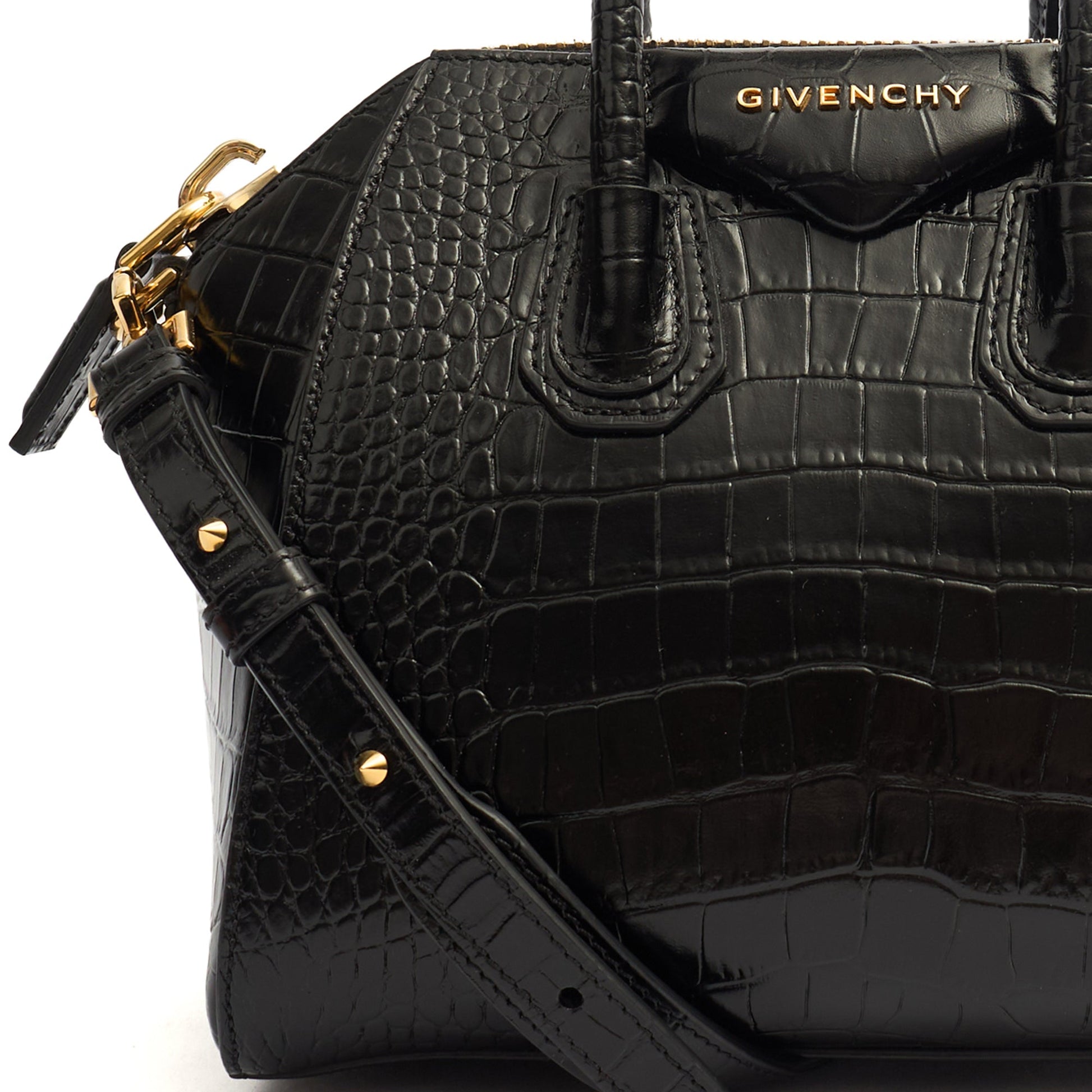 Givenchy Top Handle Antigona - Mini in Black, Exotic Effect Leather — Lifestyle View