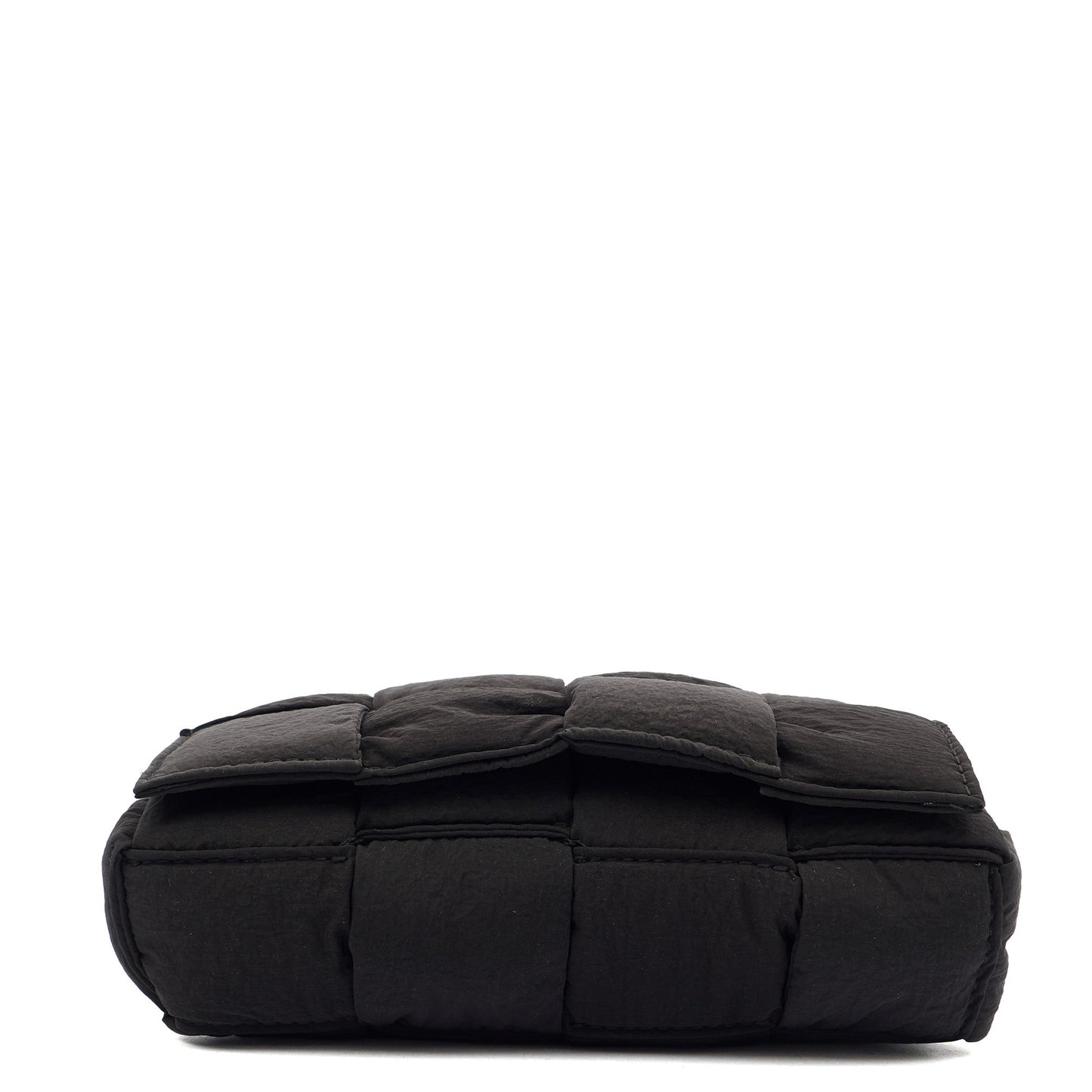 Bottega Veneta Mini Bag Padded Cassette in Black, Fabric — Top View