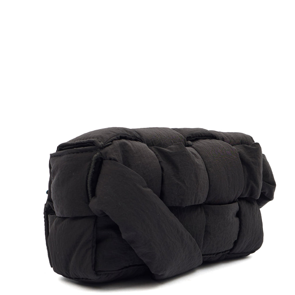 Bottega Veneta Mini Bag Padded Cassette in Black, Fabric — Side View