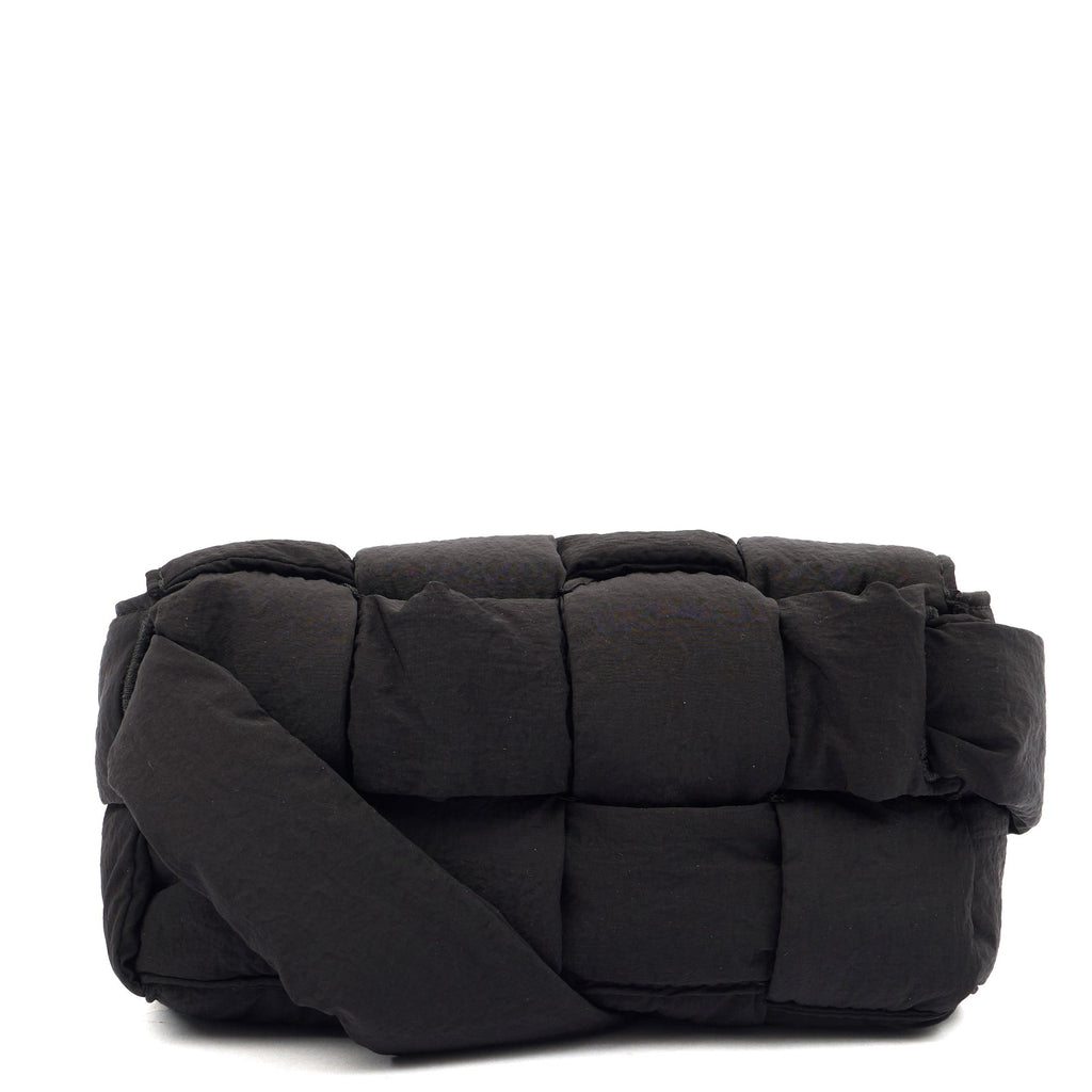 Bottega Veneta Mini Bag Padded Cassette in Black, Fabric — Back View