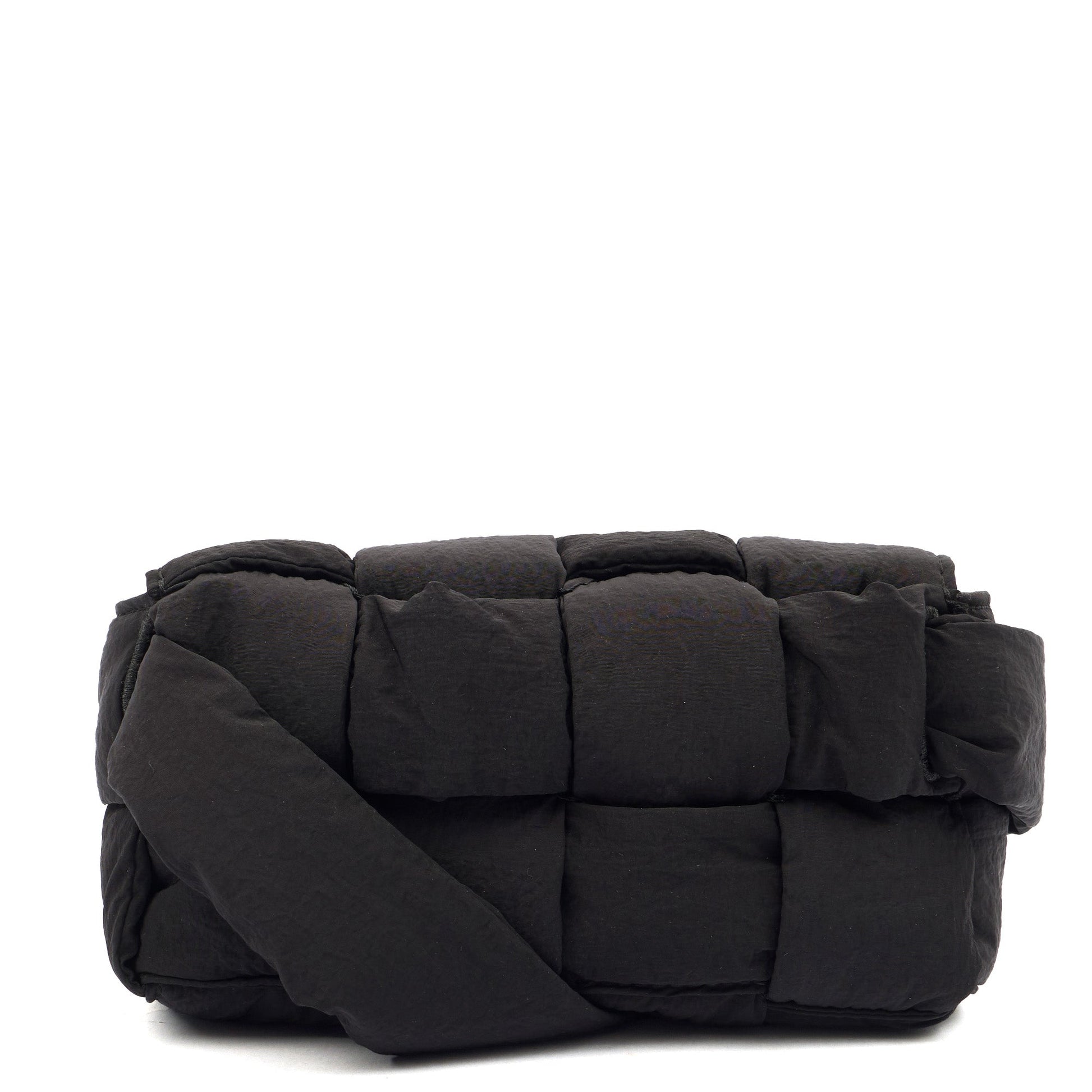 Bottega Veneta Mini Bag Padded Cassette in Black, Fabric — Back View