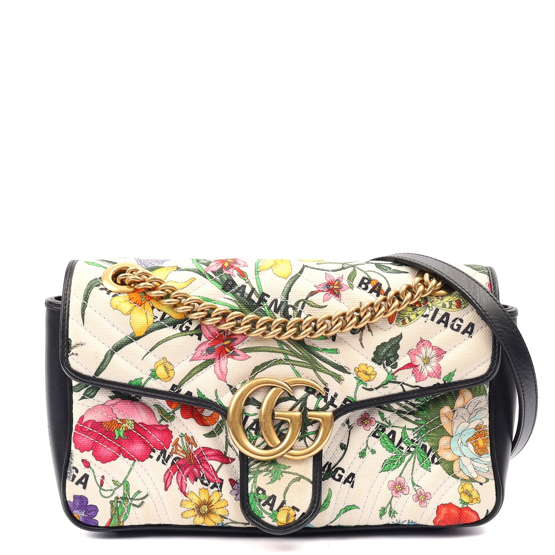 Gucci Shoulder Bag Marmont Shoulder Flap Bag - Medium in Multi, Fabric — Front View