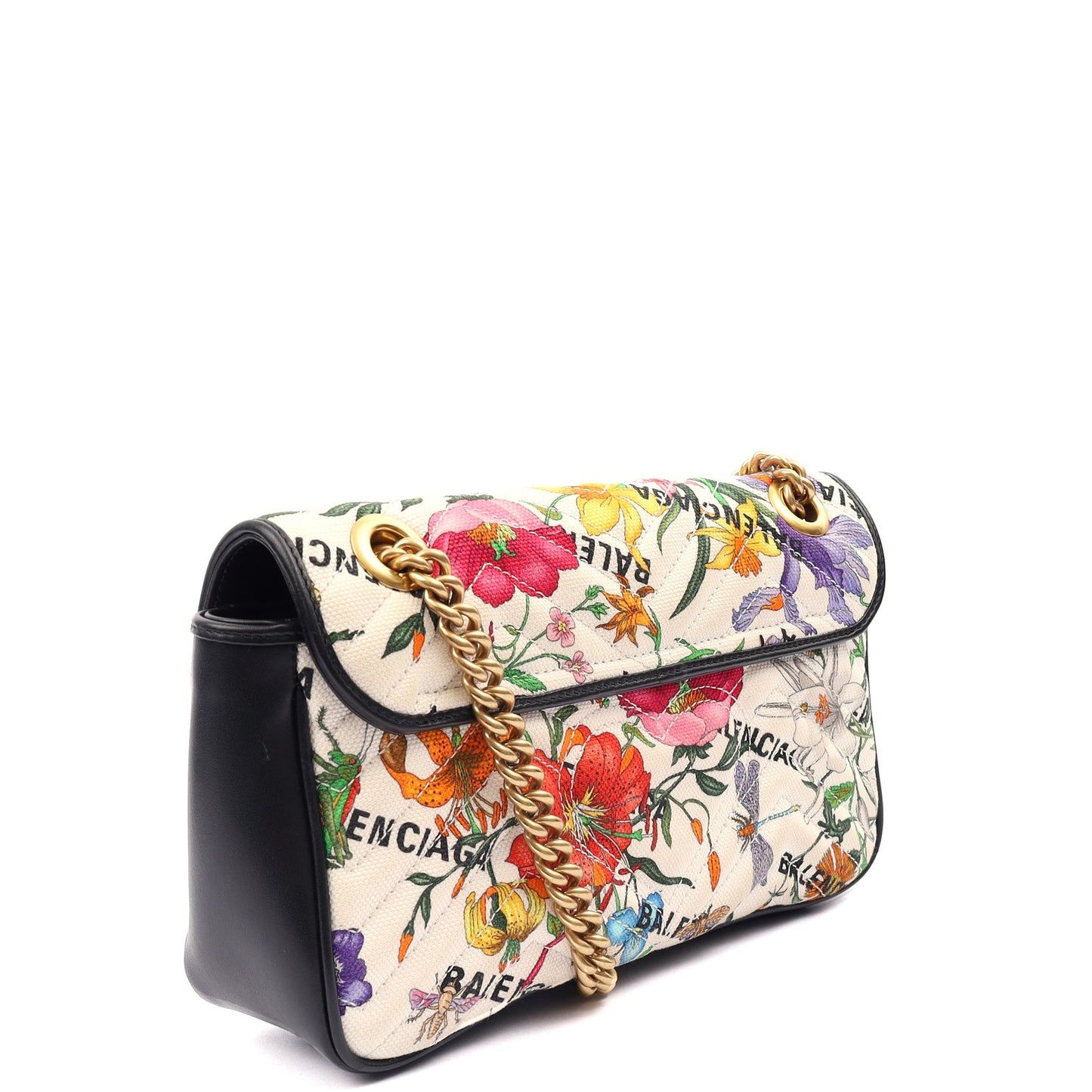 Gucci Shoulder Bag Marmont Shoulder Flap Bag - Medium in Multi, Fabric — Side View