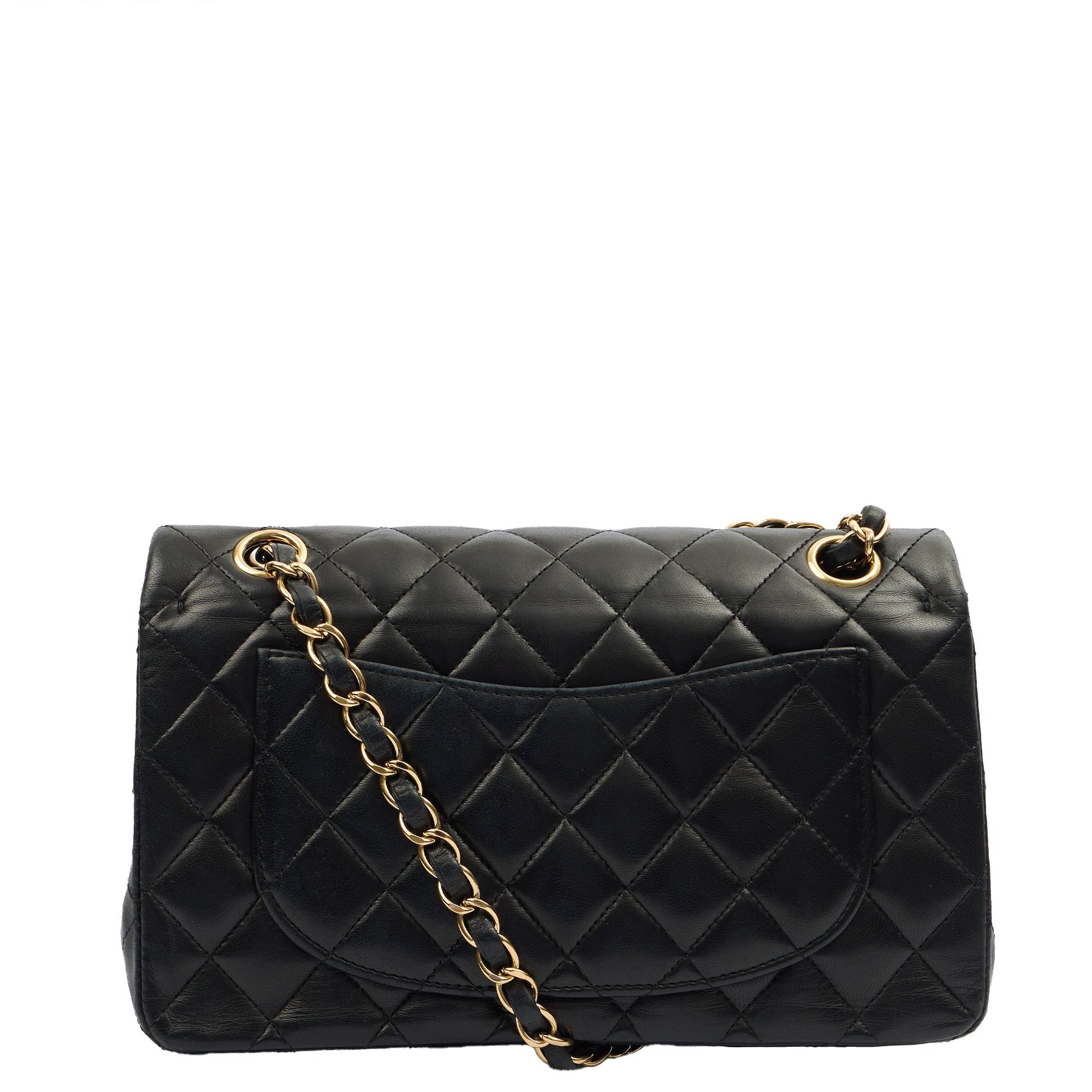 Chanel Cross Body Classic Double Flap - Medium in Black, Lambskin Leather — Top View