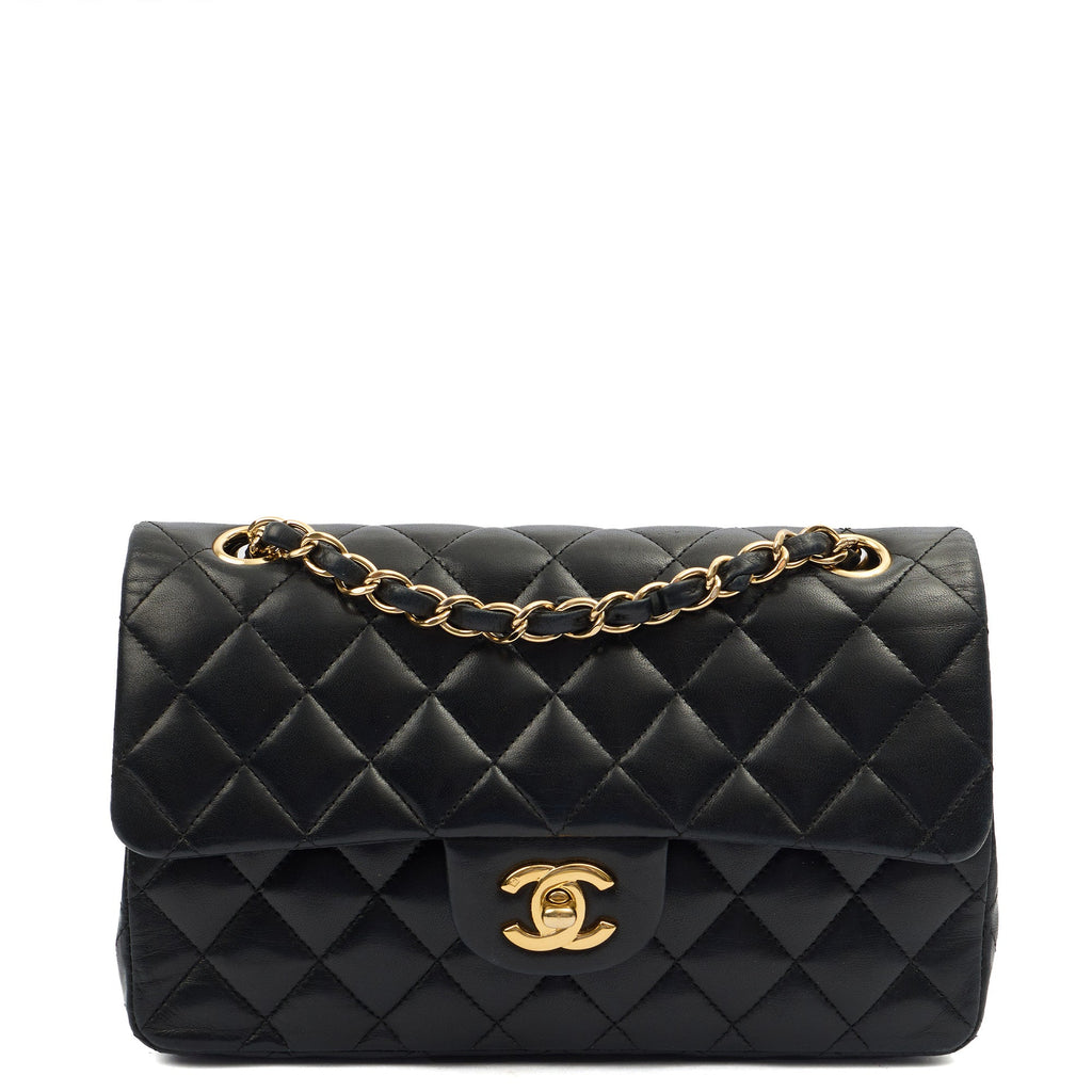 Chanel Cross Body Classic Double Flap - Medium in Black, Lambskin Leather — Front View