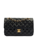 Chanel Cross Body Classic Double Flap - Medium in Black, Lambskin Leather — Front View