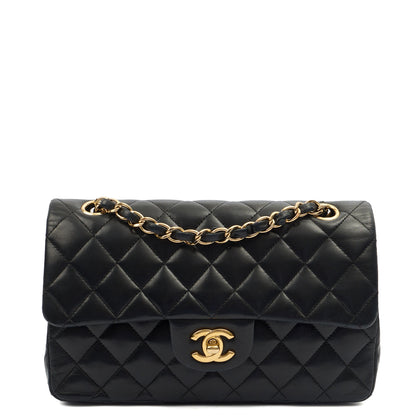 Chanel Cross Body Classic Double Flap - Medium in Black, Lambskin Leather — Front View
