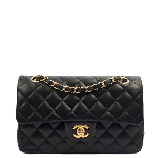 Chanel Cross Body Classic Double Flap - Medium in Black, Lambskin Leather — Front View