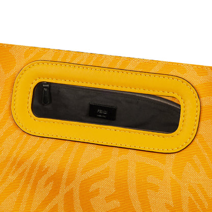 Fendi Tote Shopper Bag in Yellow, Fabric — Detail View