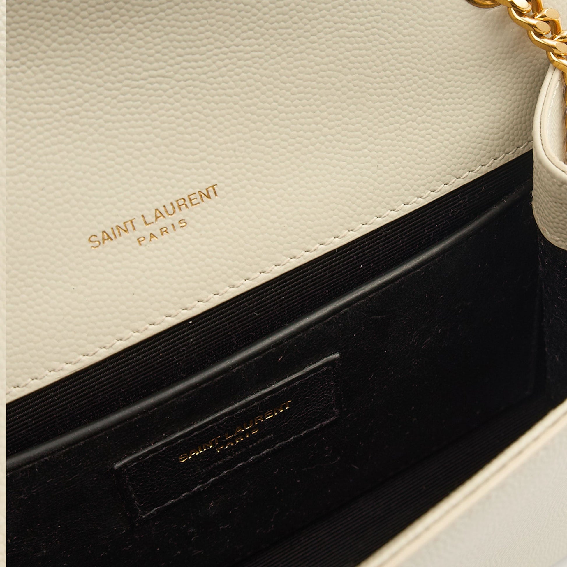 Saint Laurent Cross Body Kate Small in White, Calfskin Leather — Detail View
