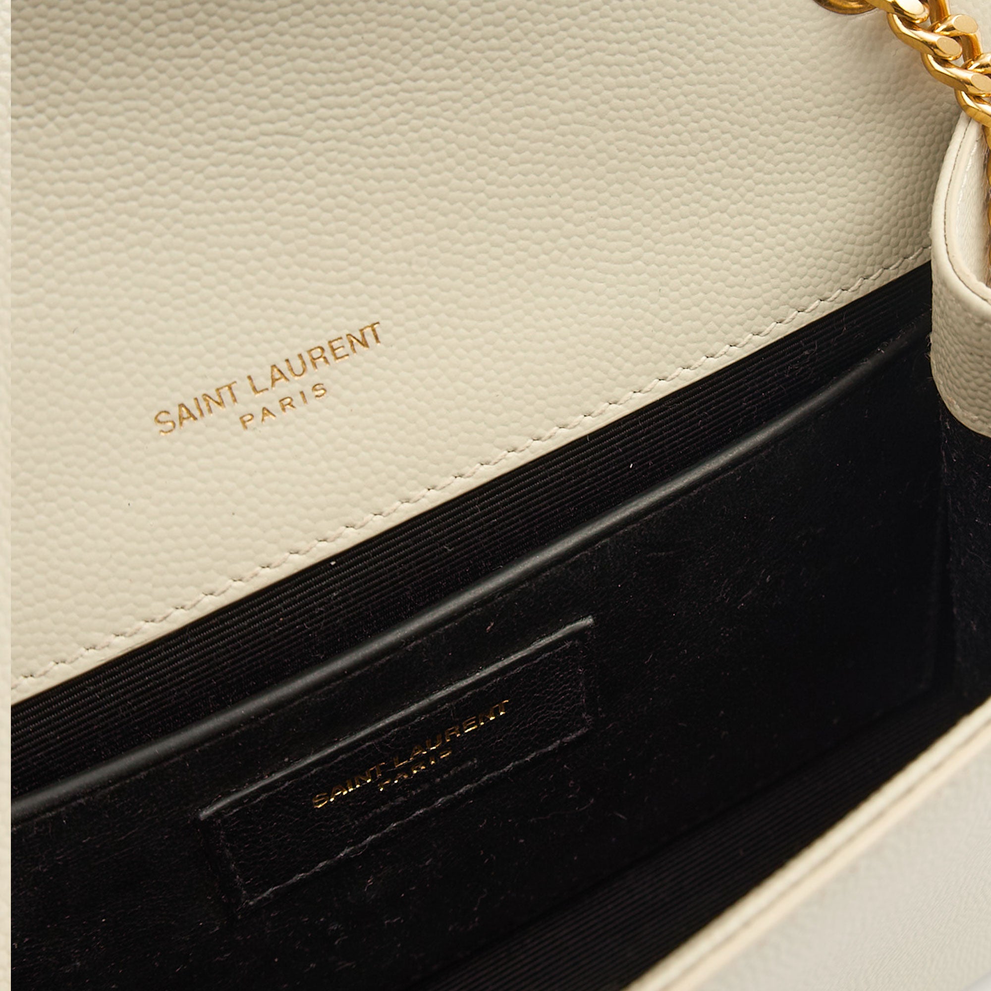 Saint Laurent Cross Body Kate Small in White, Calfskin Leather — Detail View