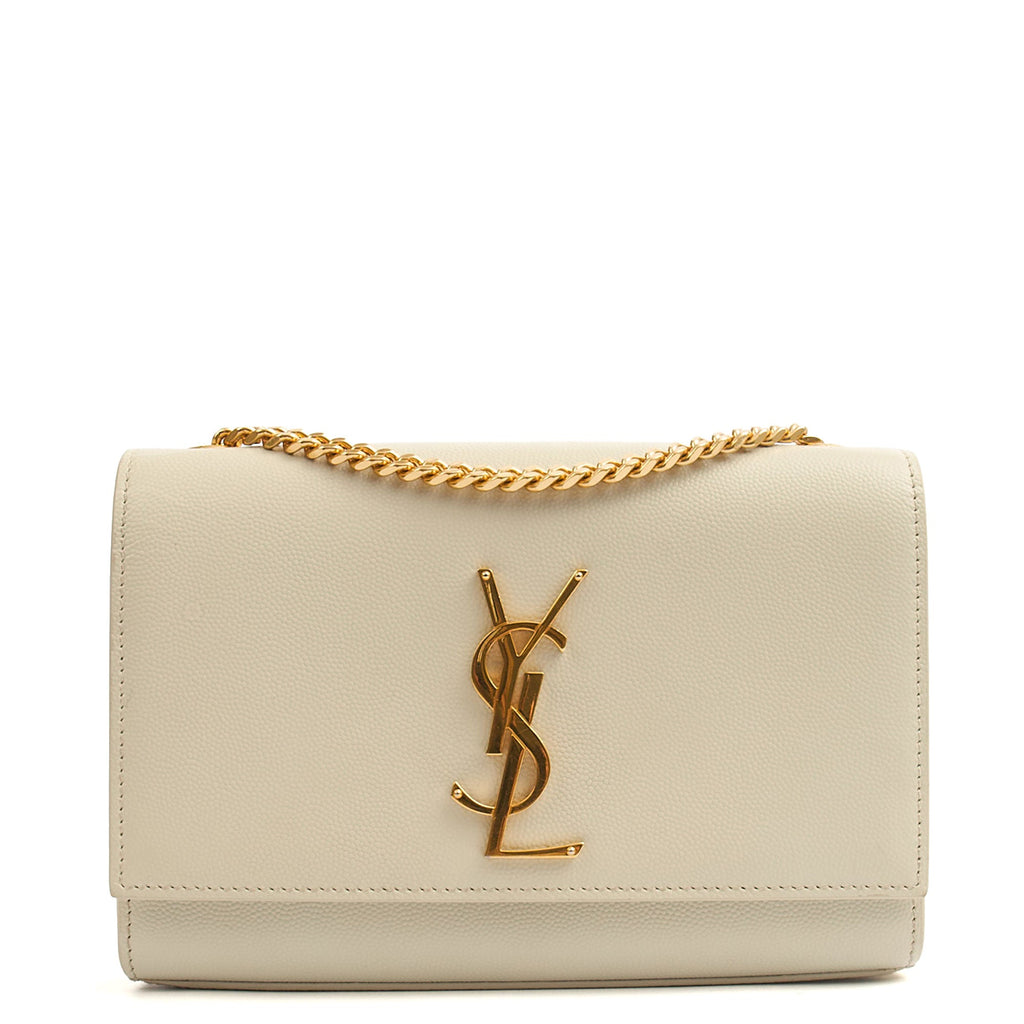 Saint Laurent Cross Body Kate Small in White, Calfskin Leather — Front View