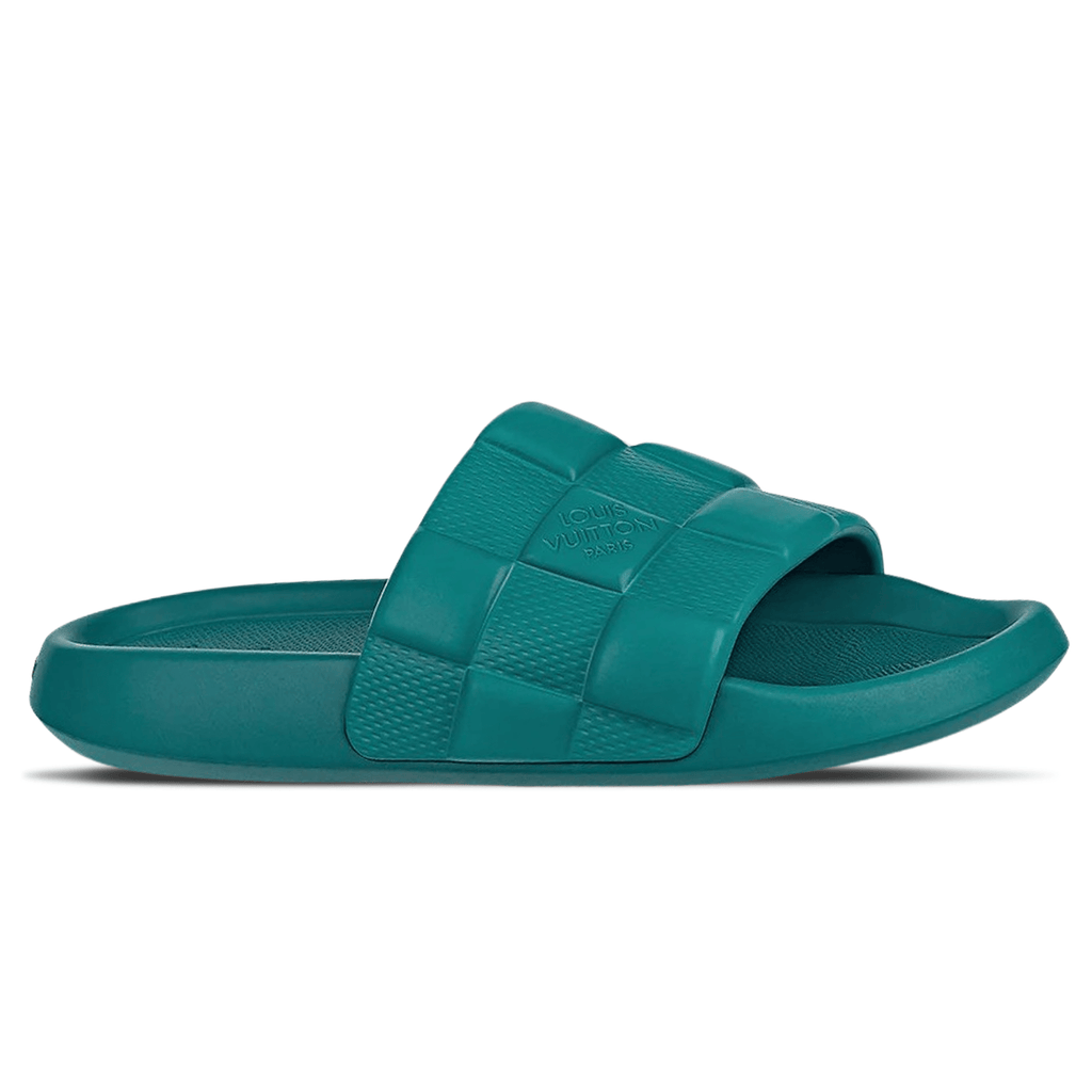 Louis Vuitton Waterfront Mule Sliders 'Turquoise' — UK 1 — Side View
