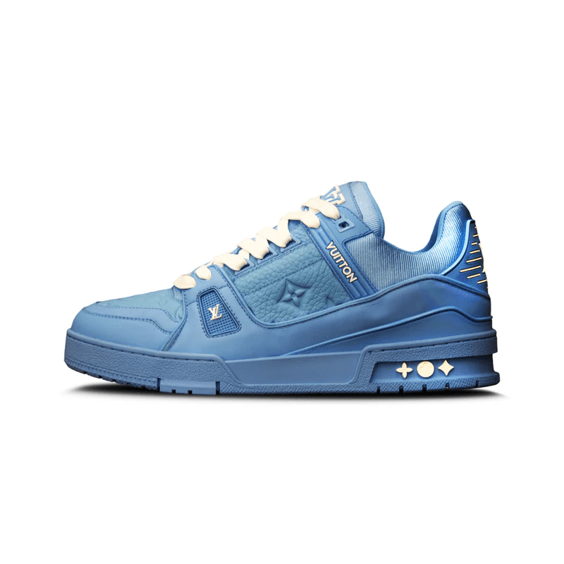 Louis Vuitton Trainer Low 'Blue Embossed Monogram' — UK 1 — Front View