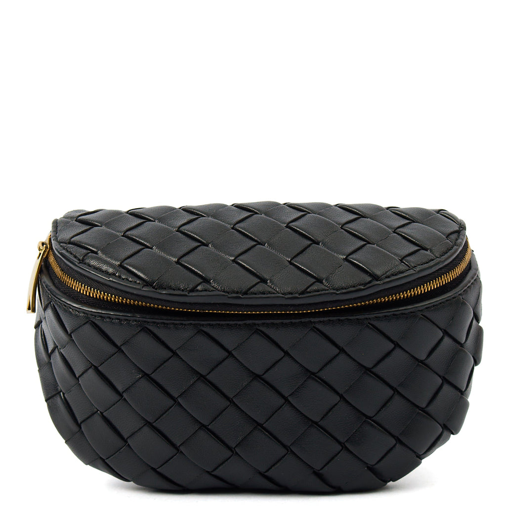 Bottega Veneta Cross Body Cross Body in Black, Intrecciato Nappa — Front View