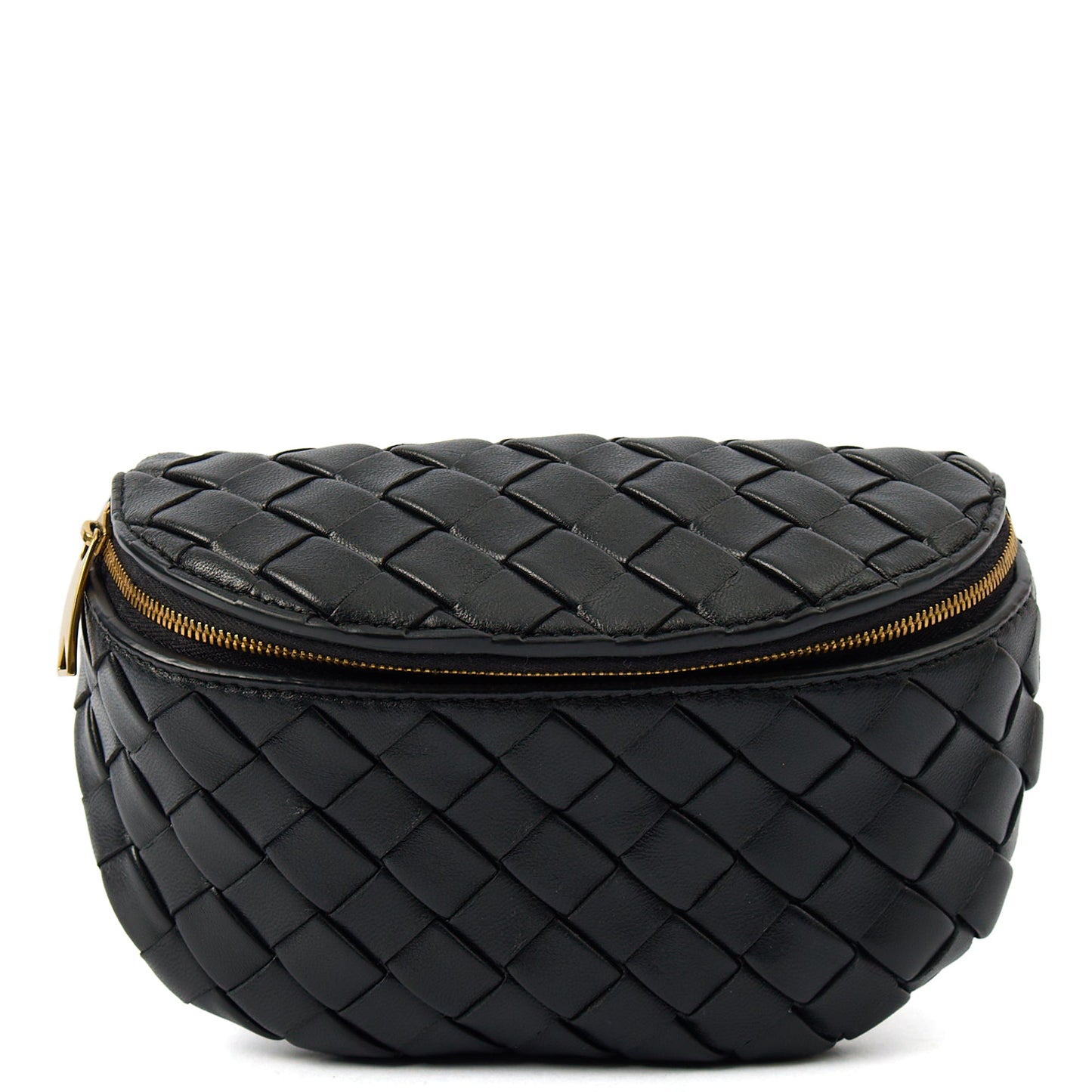 Bottega Veneta Cross Body Cross Body in Black, Intrecciato Nappa — Front View