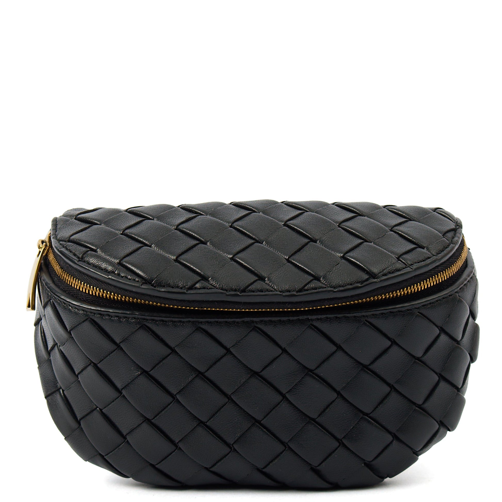 Bottega Veneta Cross Body Cross Body in Black, Intrecciato Nappa — Front View