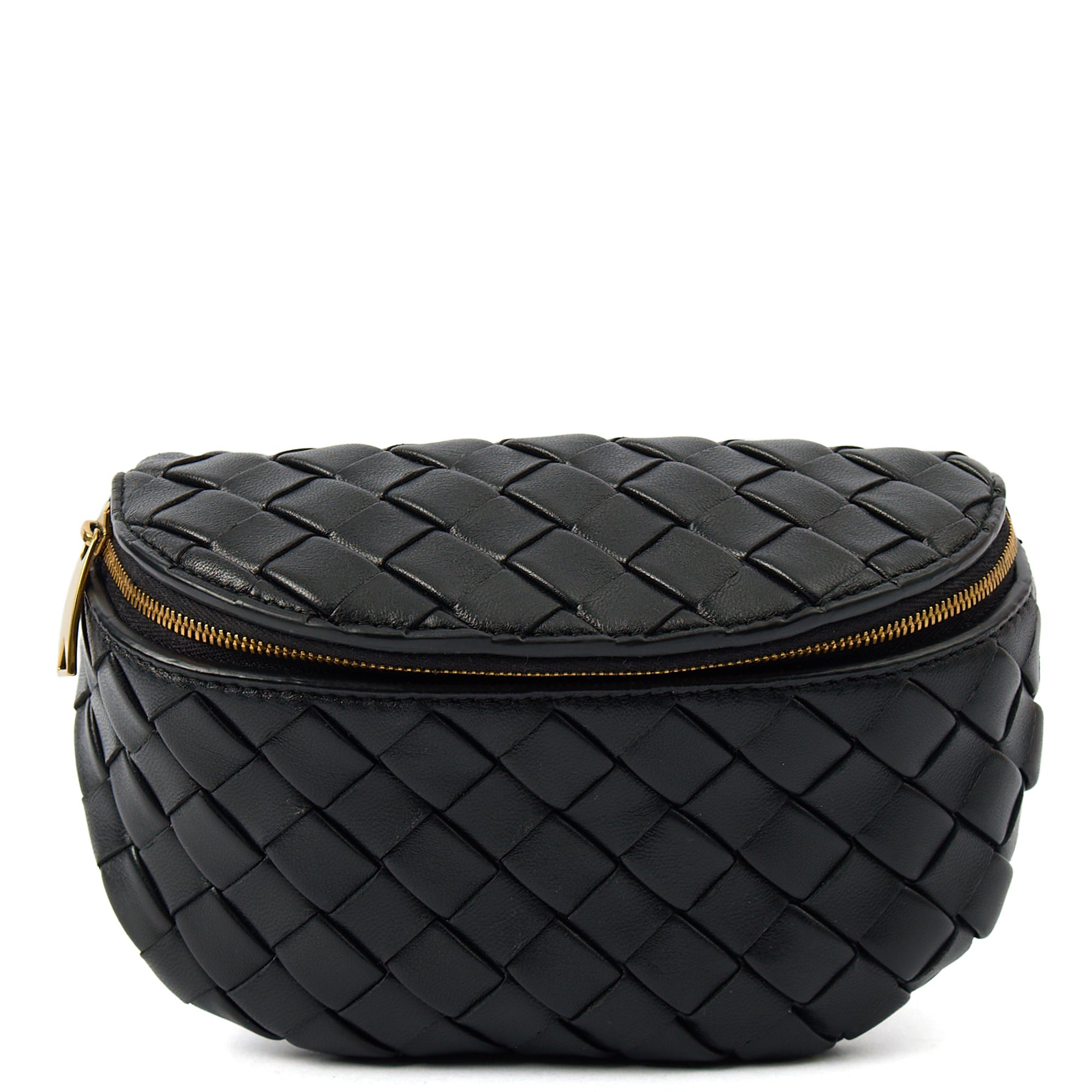 Bottega Veneta Cross Body Cross Body in Black, Intrecciato Nappa — Front View