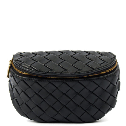 Bottega Veneta Cross Body Cross Body in Black, Intrecciato Nappa — Front View