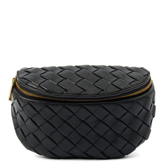Bottega Veneta Cross Body Cross Body in Black, Intrecciato Nappa — Front View