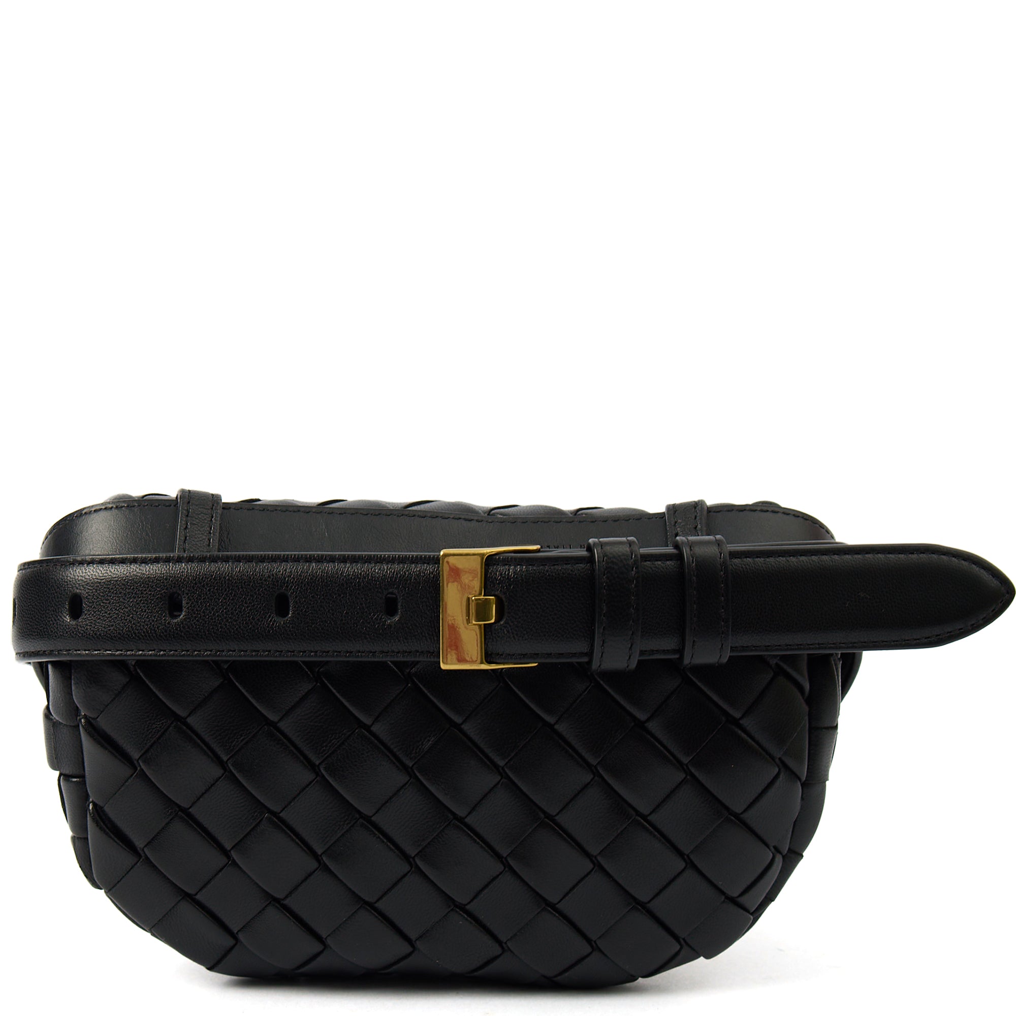 Bottega Veneta Cross Body Cross Body in Black, Intrecciato Nappa — Top View