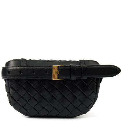 Bottega Veneta Cross Body Cross Body in Black, Intrecciato Nappa — Top View