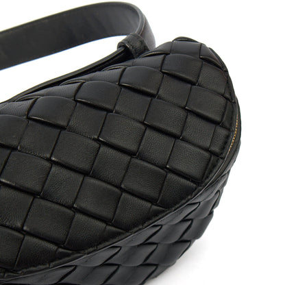 Bottega Veneta Cross Body Cross Body in Black, Intrecciato Nappa — Detail View