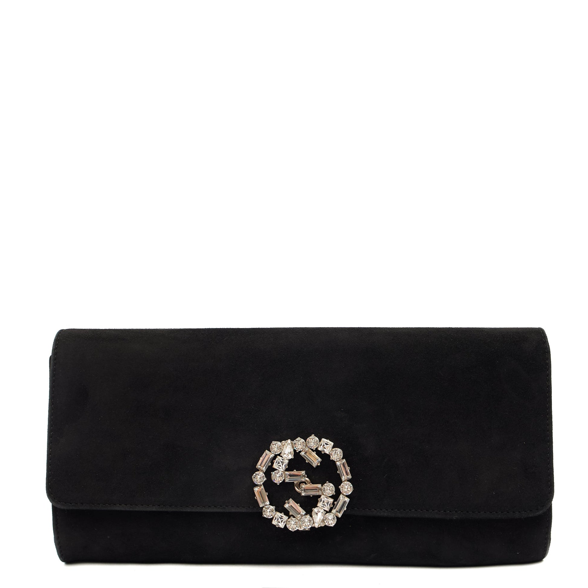 Gucci Clutch Clutch in Black, Velvet — Front View