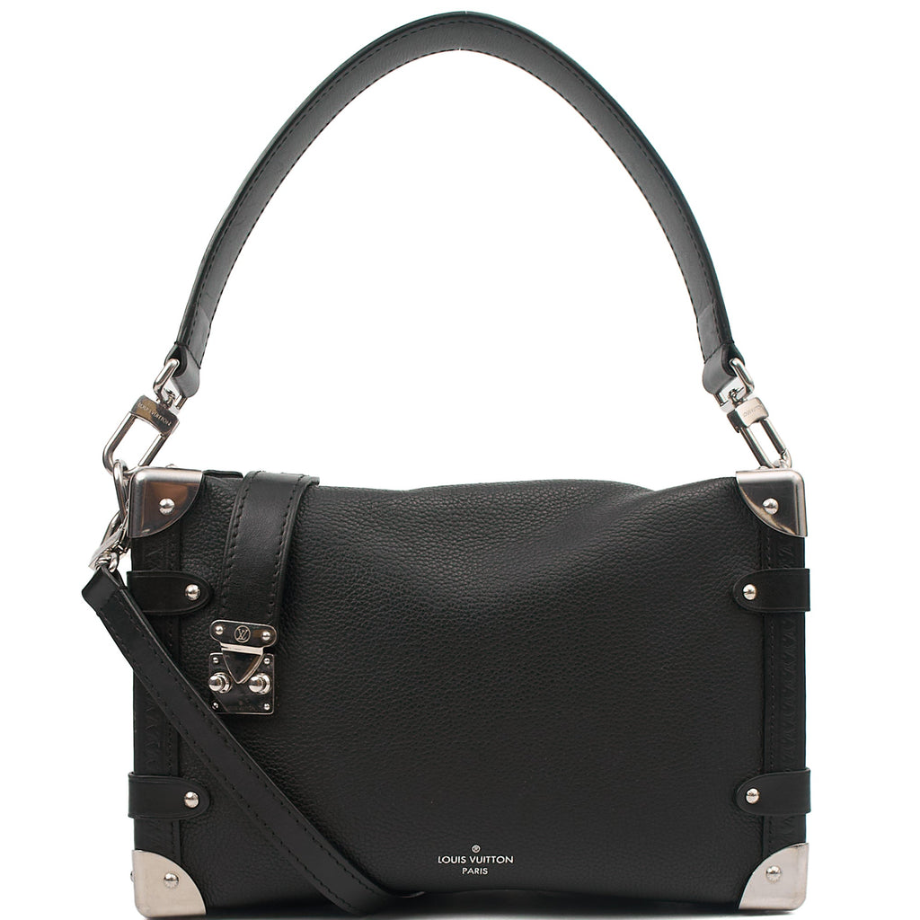 Louis Vuitton Cross Body Side Trunk PM in Black, Leather — Front View