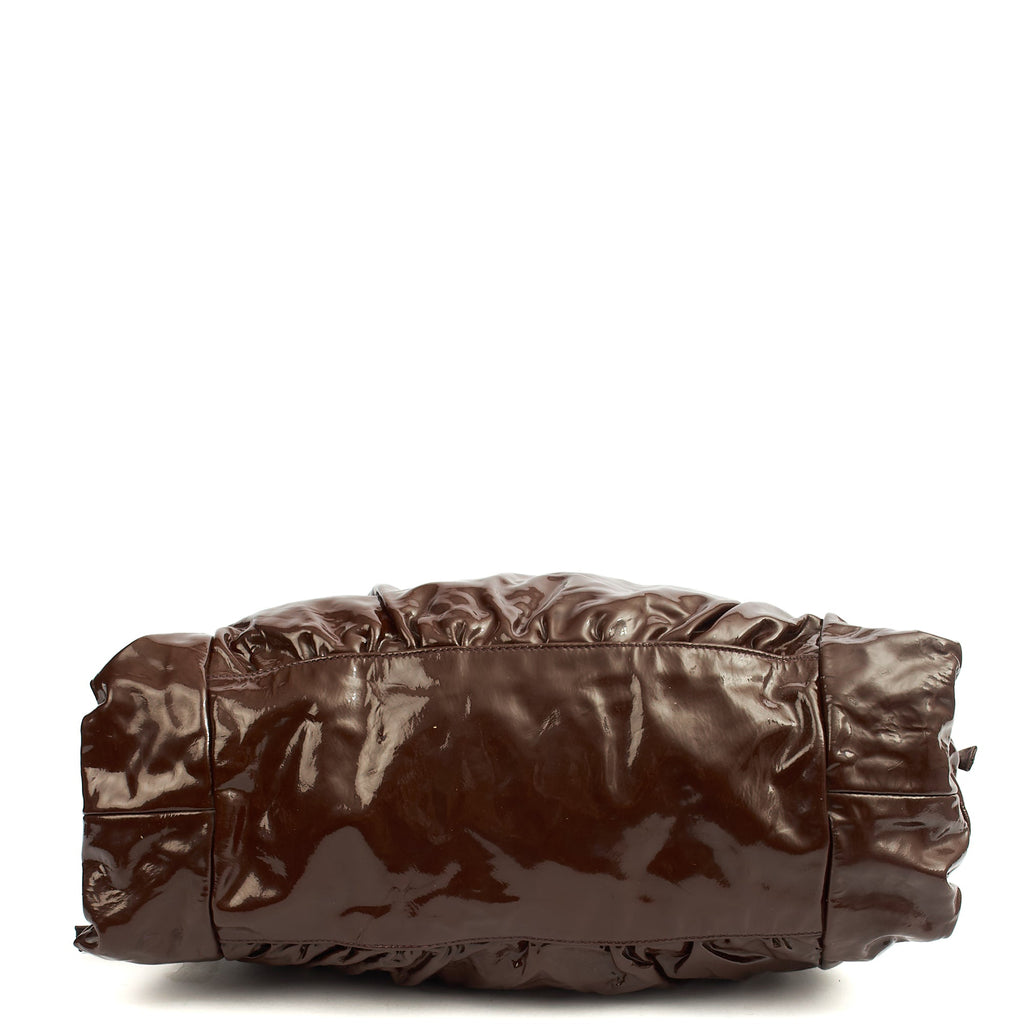 Gucci Tote Hysteria Hobo - Medium in Brown, Patent Leather — Top View