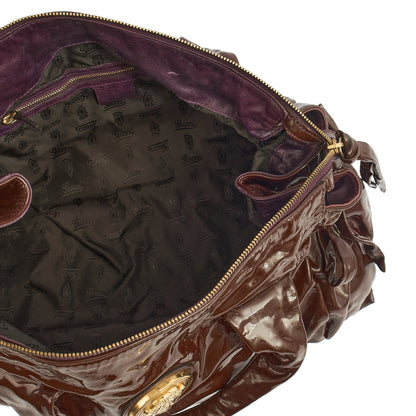 Gucci Tote Hysteria Hobo - Medium in Brown, Patent Leather — Detail View