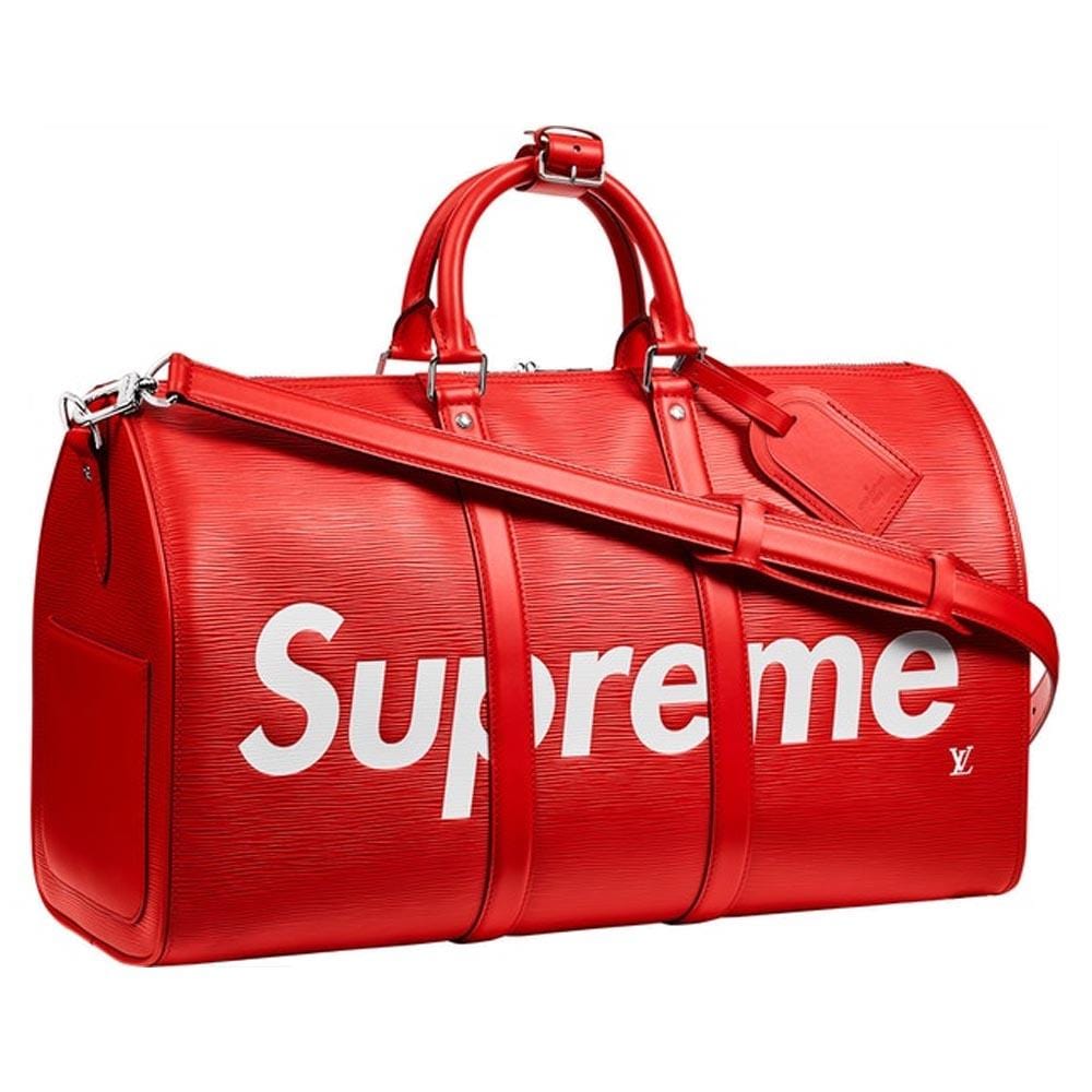 Louis Vuitton x Supreme Keepall Bandouliere Epi 45 Red — Front View
